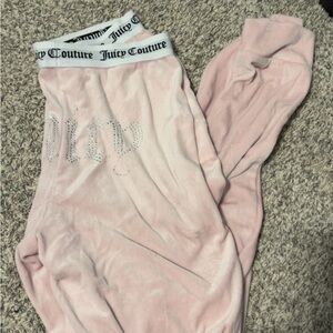 Juicy Couture Light Pink Velour Lounge Pants with Rhinestone Logo